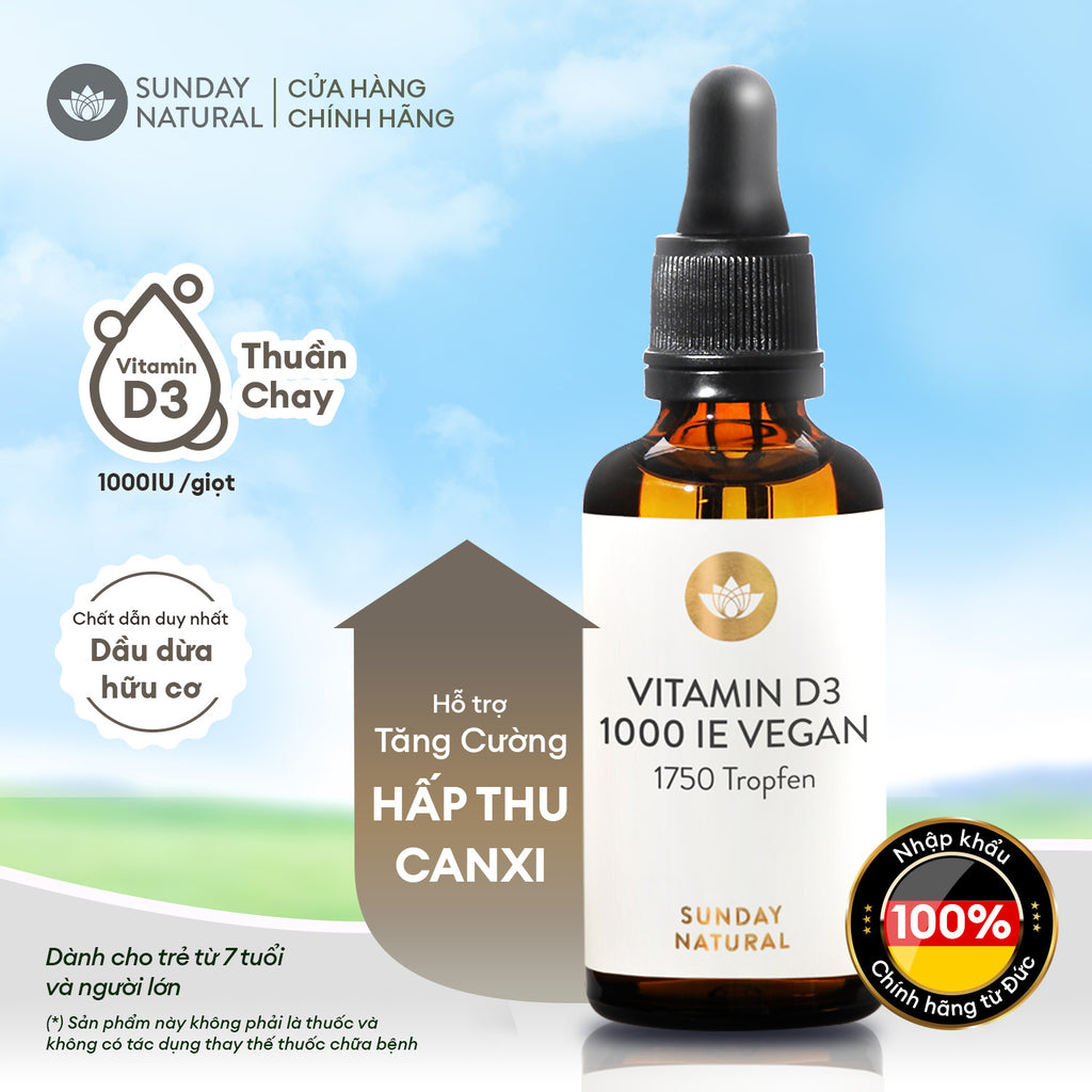 VITAMIN D3, 1,000 IU, Thuần chay, 1750 giọt