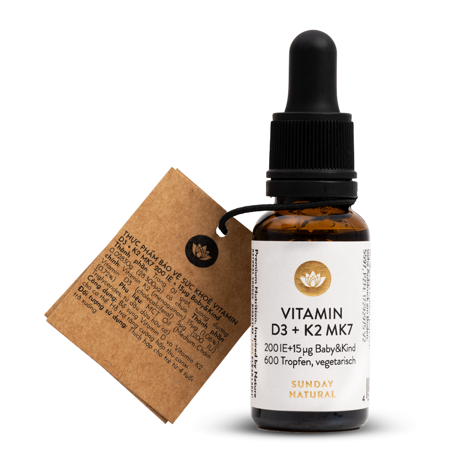 Vitamin D3 + K2 MK7 drops for kids & adults, 600 drops, vegetarian, European-made, high purity