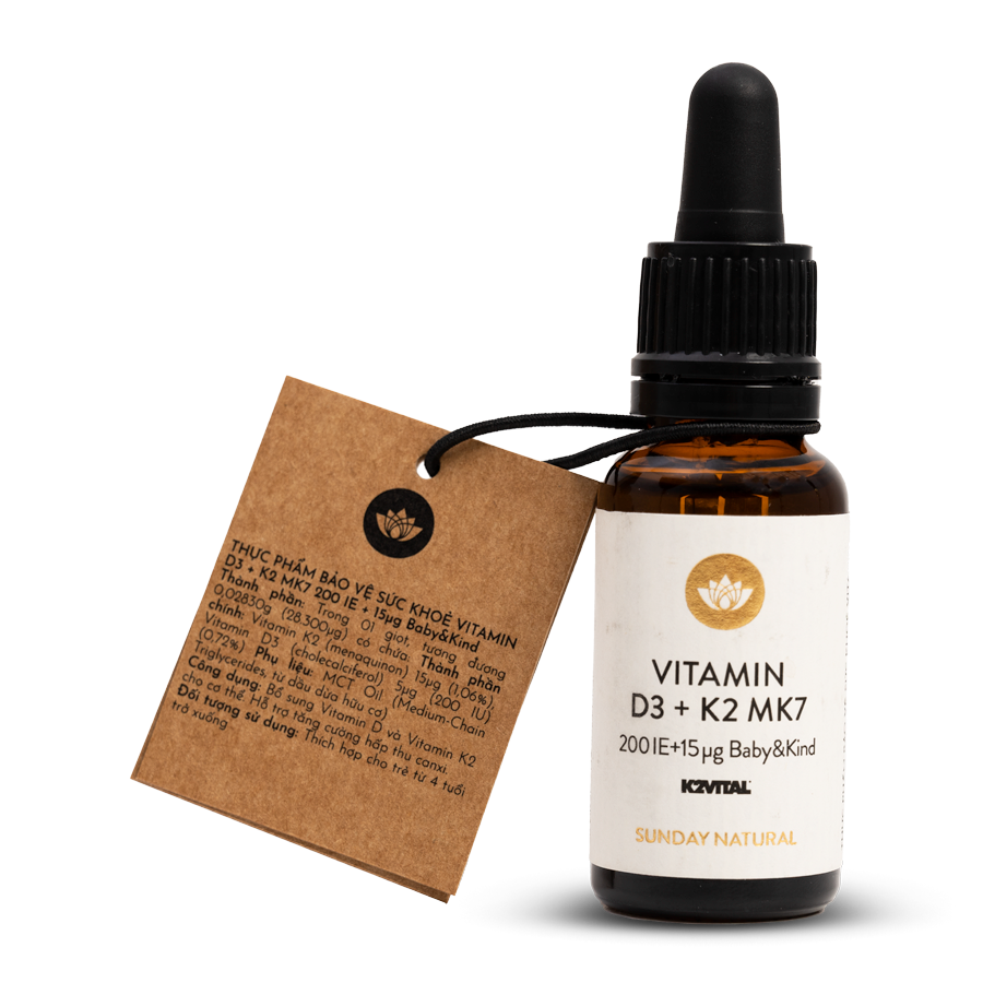 TPBVSK Vitamin D3 + K2 MK7 200 IE + 15µg BABY&KIND, 600 giọt, 20ml