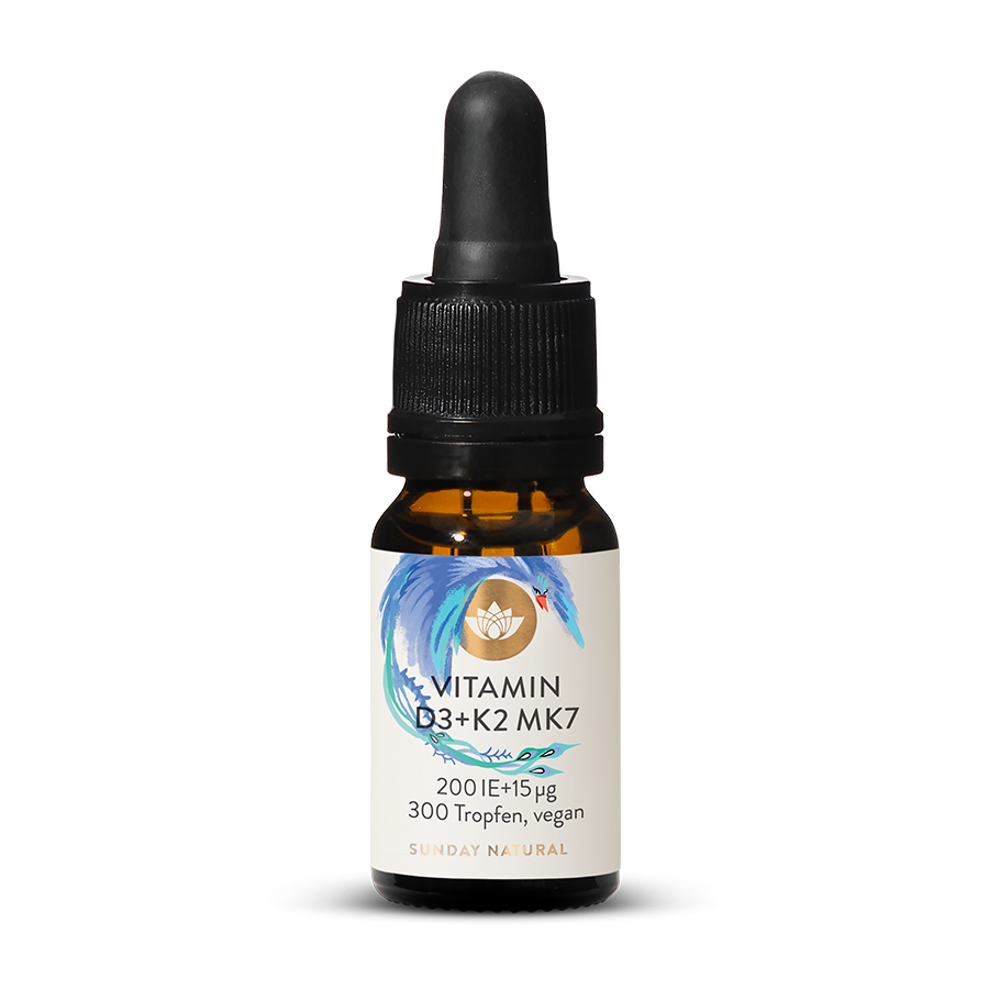 Vitamin D3 + K2 MK7
200 IU + 15µg Babies & Children
300 Drops All-Trans, Vegan